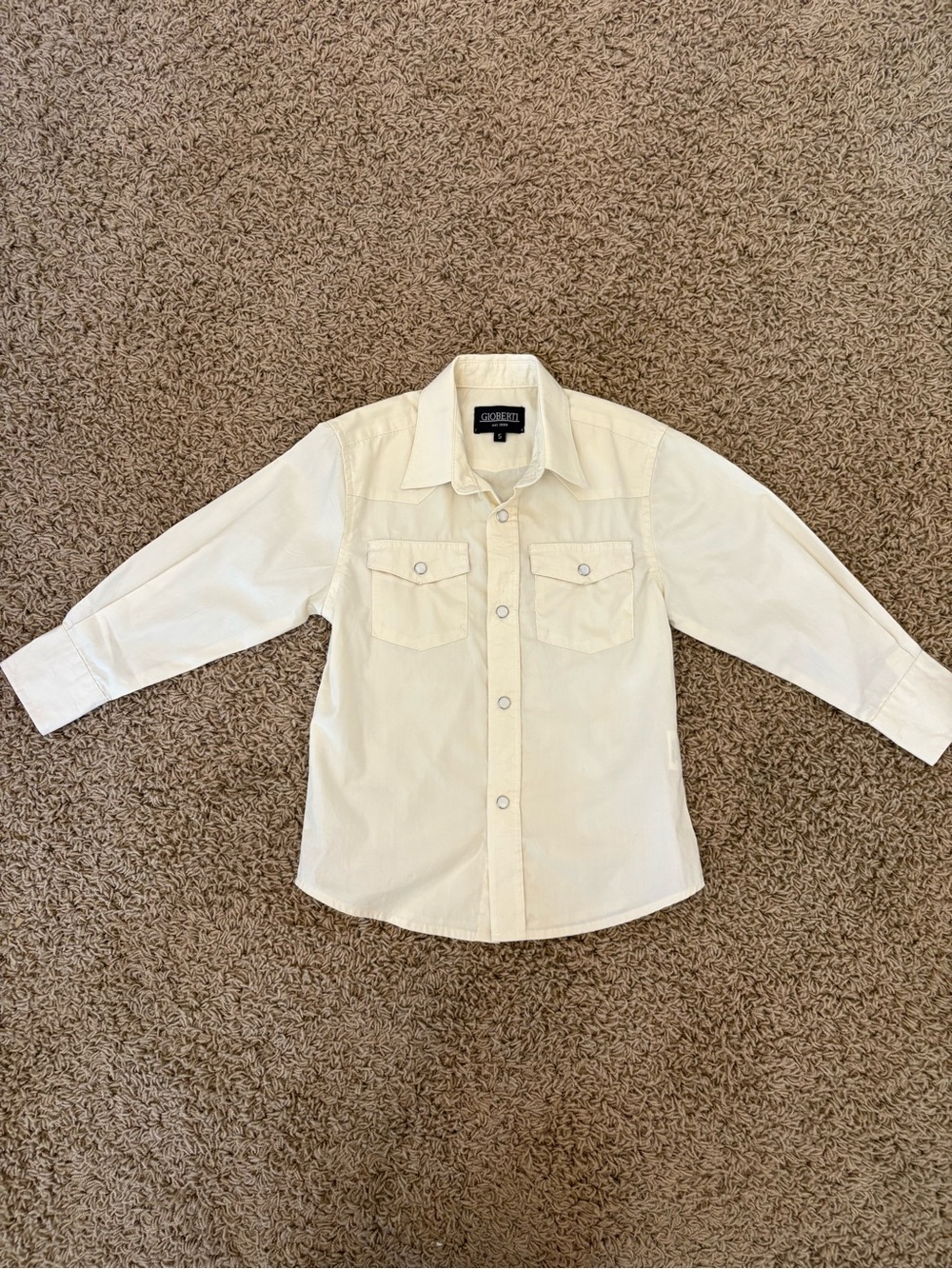 Gioverti Cream Pearl Snap Long Sleeve Kids Shirt, Size 5